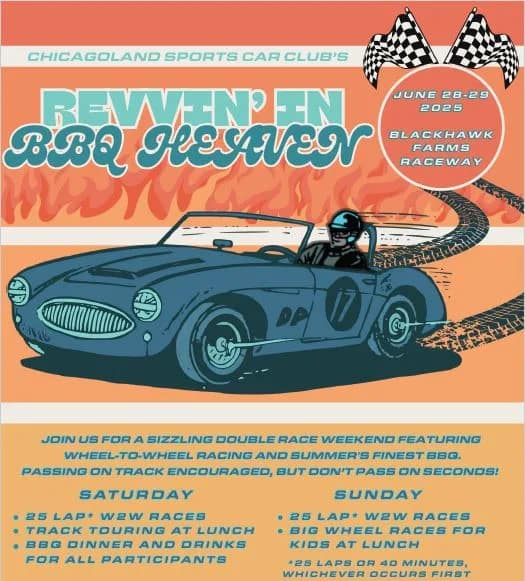 Sat, Jun 28 – Sun, Jun 29, 2025 Chicagoland “Revvin in BBQ Heaven” — MCSCC#6,7 – Spectators welcome and free.